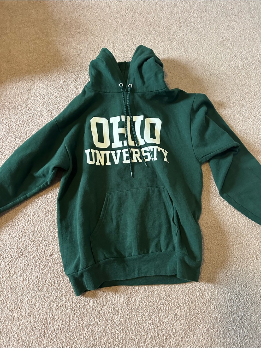 Hanes Ohio University Green Hoodie with White Logo